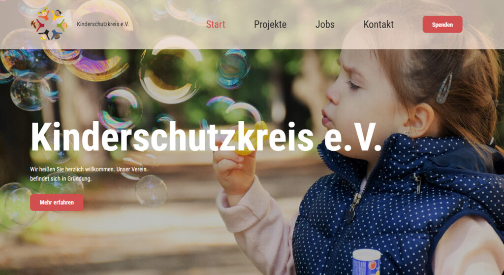 Beispiel einer Website die von Werbeclick gestaltet wurde. Eine Website für Vereine.