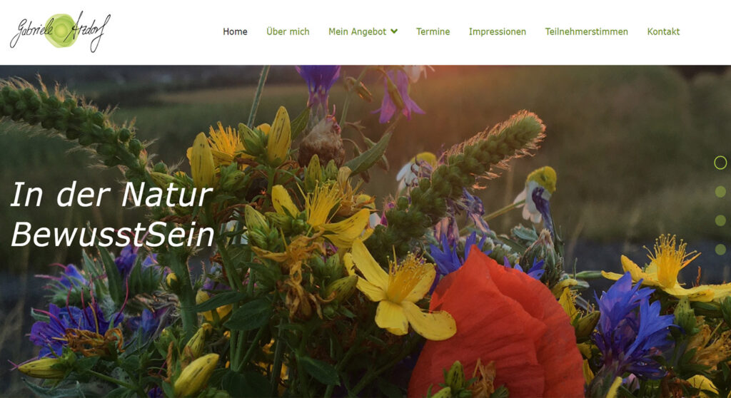 Beispiel einer Website die von Werbeclick gestaltet wurde. Eine Website für Naturcoach.