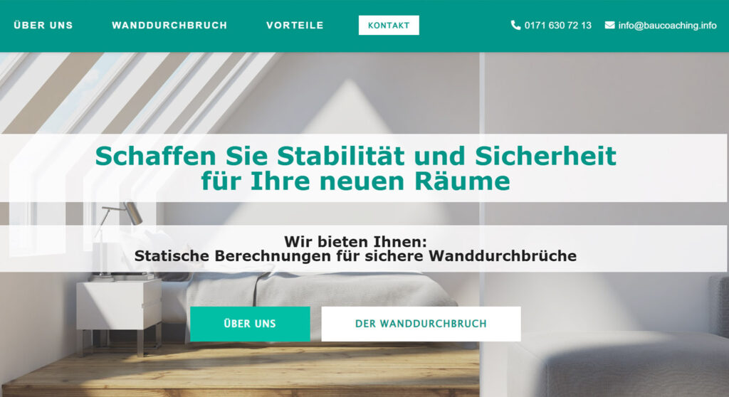 Beispiel einer Website die von Werbeclick gestaltet wurde. Eine Website für Handwerker.