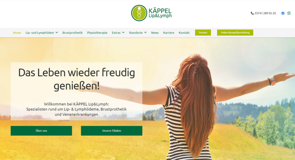 Beispiel einer Website die von Werbeclick gestaltet wurde. Eine Website für Sanitätshaus.